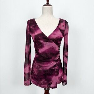 VTG INC International Concepts Top Womens M Pink Mesh Fairy Grunge Sheer Retro‎